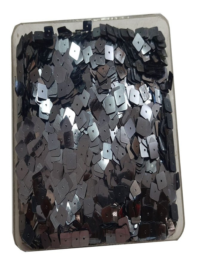 eshoppee PVC Sheet Square Shape Dark Grey Color Sequins Sitara for Jewellery Making kit Art and Crafts, Silver - Image 1